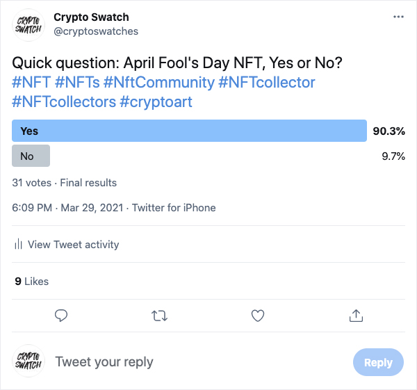 Crypto Swatch - April Fool's Day NFT Poll